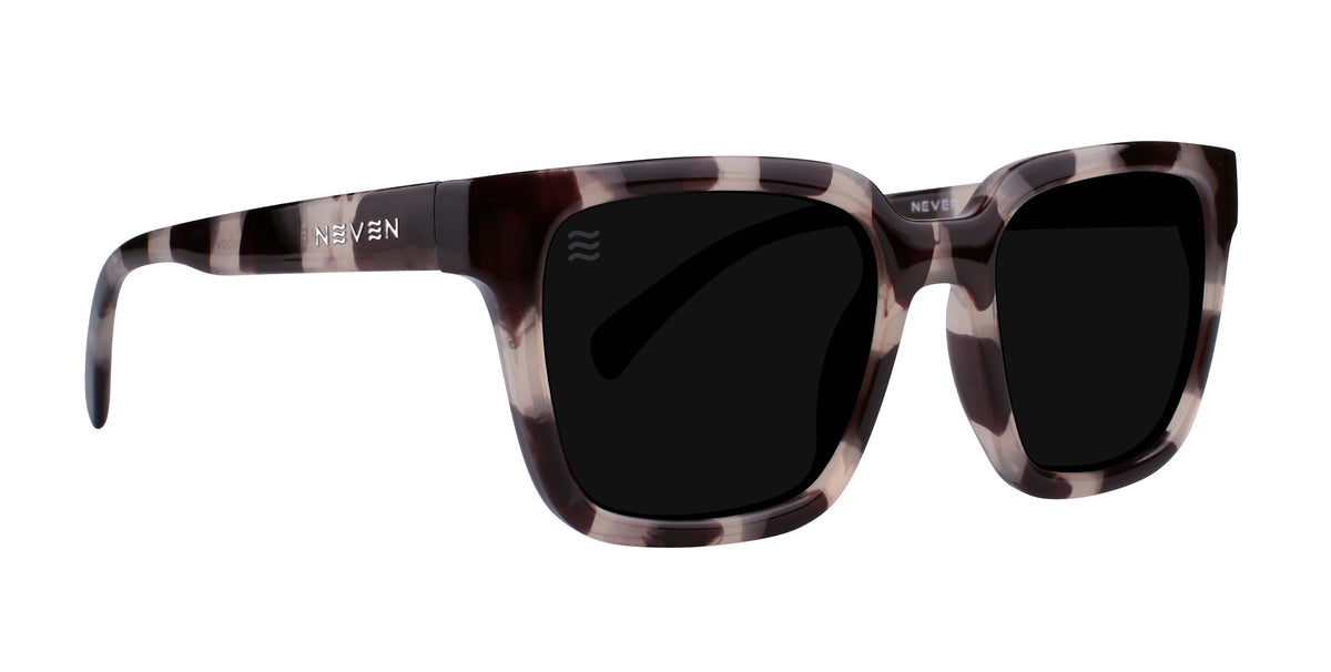 Lyubov Black &amp; White Tortoiseshell Rectangular Polarized Sunglasses from Neven Eyewear.