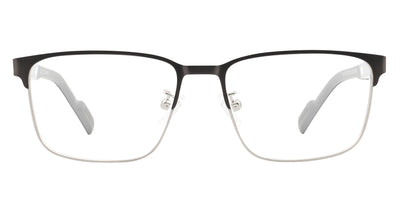 Bourney eyeglasses with a black and silver frame