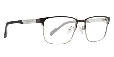 Bourney eyeglasses with a black and silver frame