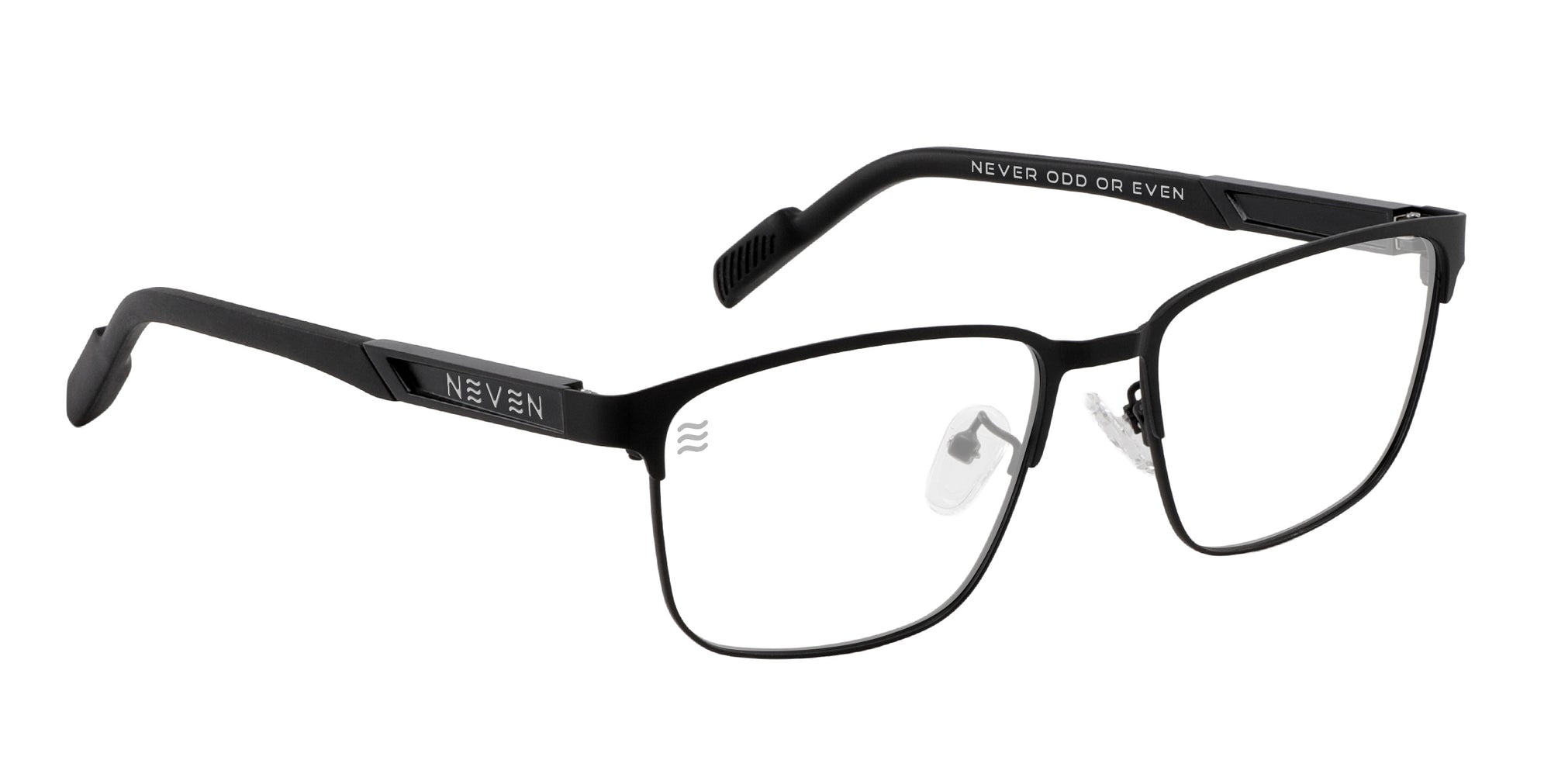 Charon black rectangular prescription glasses from Neven Eyewear.