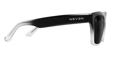Pair name: Polaris Frame shape: rectangular Formatted alt text: Polaris Black-to-clear gradient rectangular polarized sunglasses from Neven Eyewear.