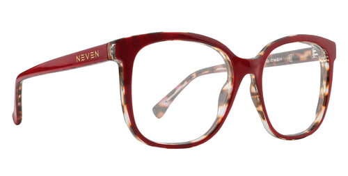 Watts Red Rectangular prescription glasses from Neven Eyewear.