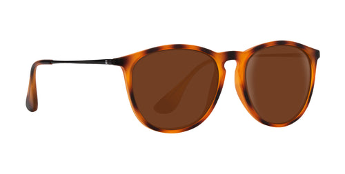 Round sunglasses with brown lenses and tortoiseshell frame