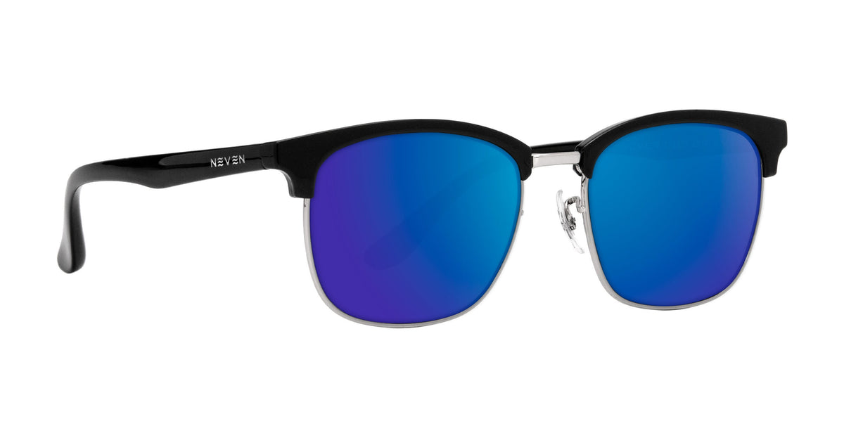 Bullet Black/Silver Browline prescription glasses from Neven Eyewear.