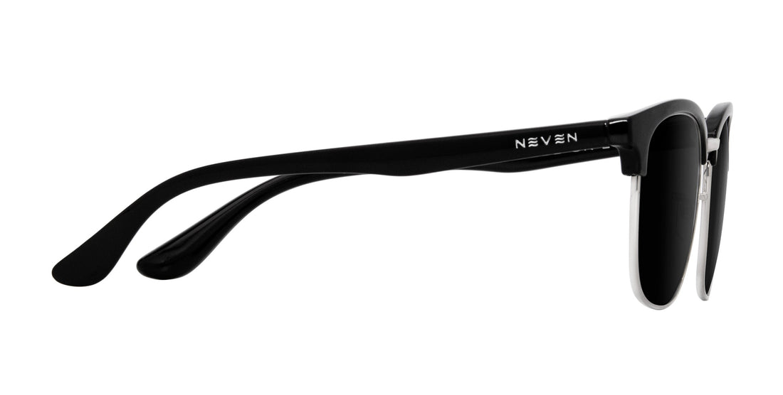 Bullet Black/Silver Browline prescription glasses from Neven Eyewear.