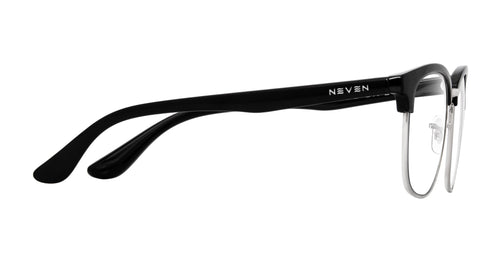 Bullet Black/Silver Browline prescription glasses from Neven Eyewear.
