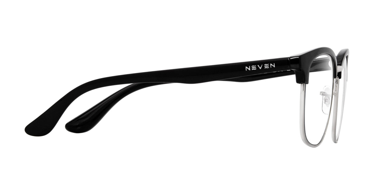 Bullet Black/Silver Browline prescription glasses from Neven Eyewear.