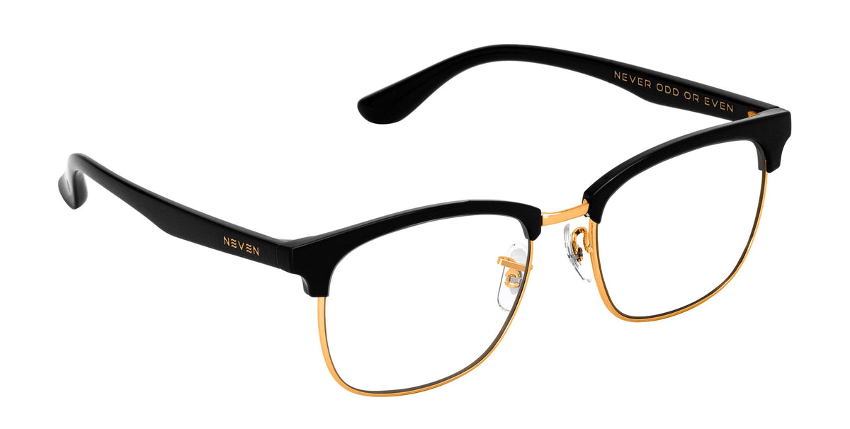 Gold Rush black rectangular prescription glasses from Neven Eyewear.