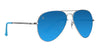 H2O Stainless Steel Oval Polarized Sunglasses with Blue Lenses