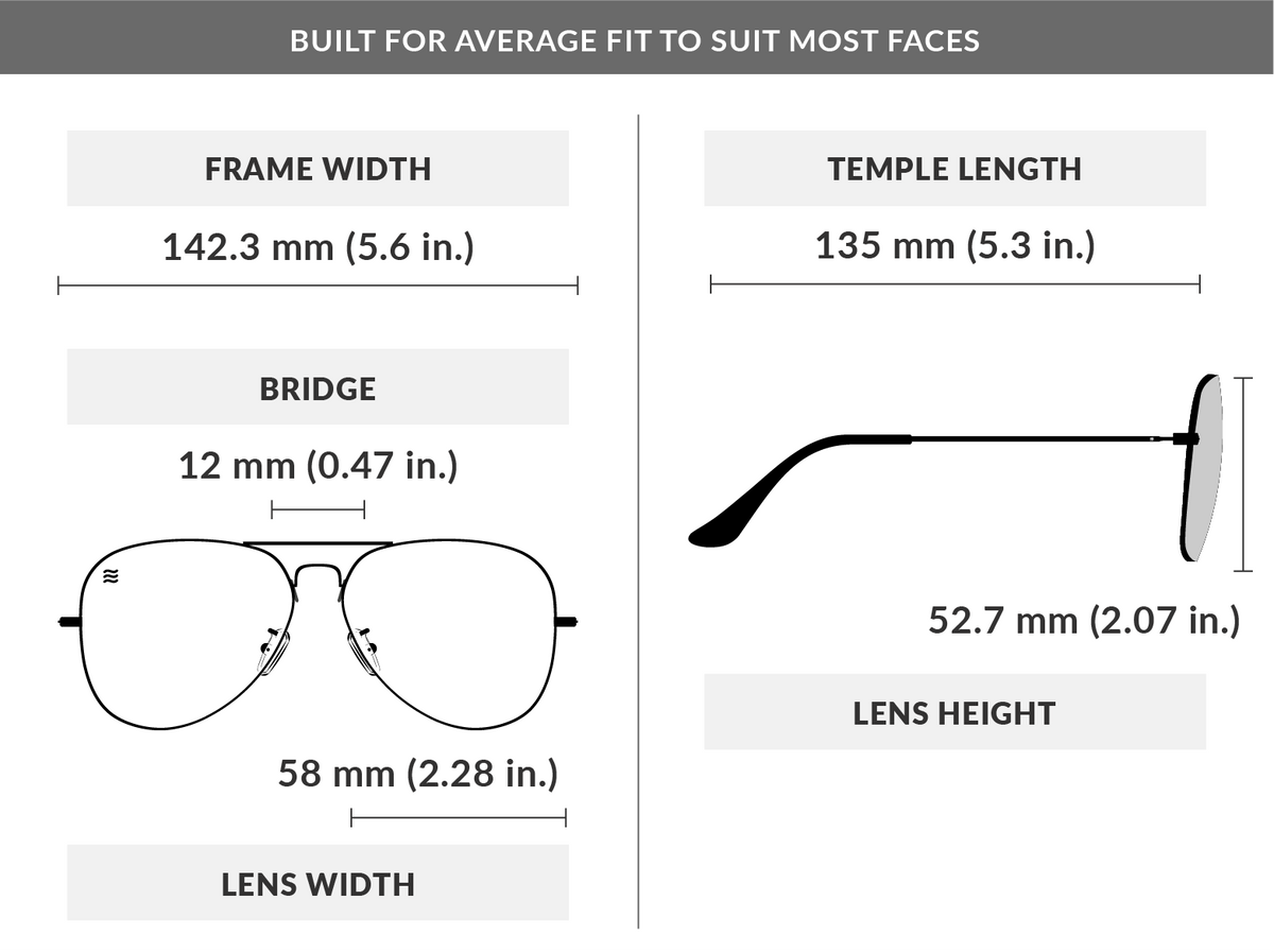 Ray Ban Size Chart Aviator Size Guide Ray Ban Standard Size Space