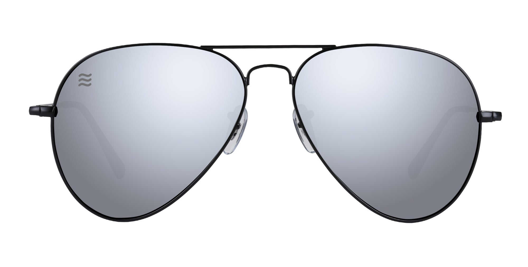 Mavs Black Aviator sunglasses with reflective lenses.