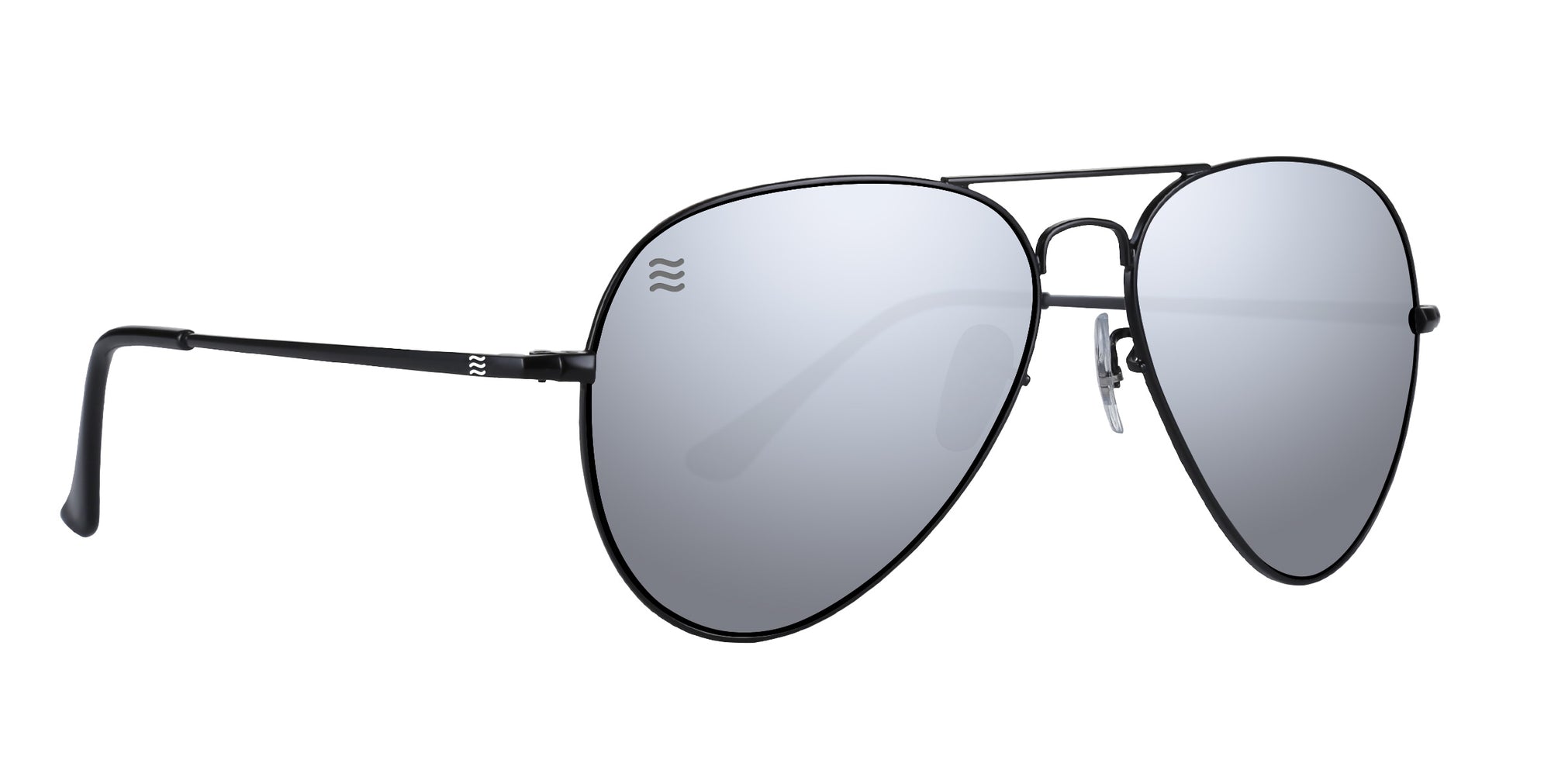 Mavs stainless steel aviator polarized sunglasses with silver lenses.