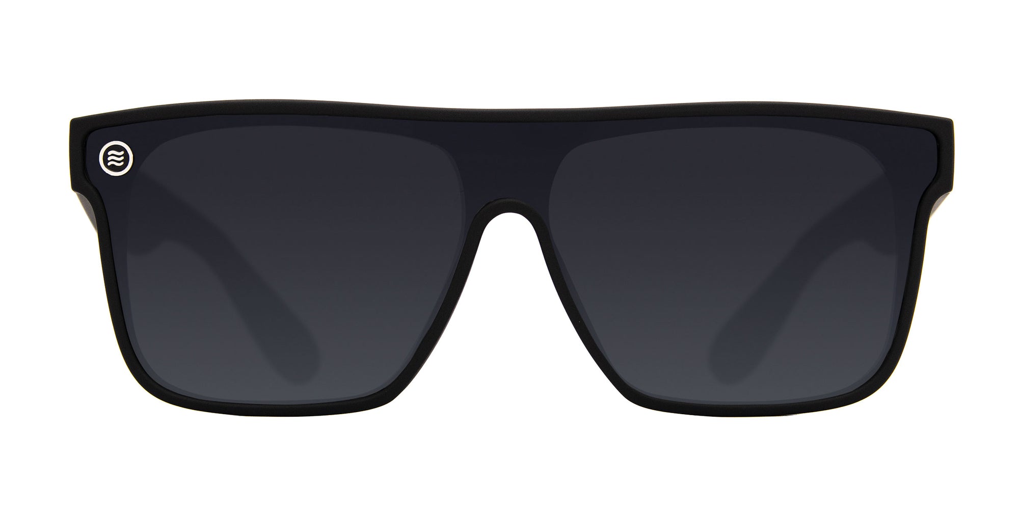 Bold Black Rectangular polarized sunglasses with dark lenses.