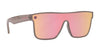 Smooth Crush gray square polarized sunglasses with pink lenses.