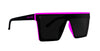 Black and pink oversized sunglasses with a bold design and dark lenses.