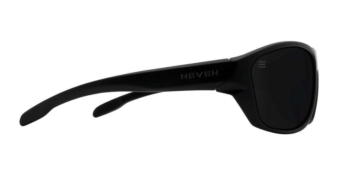 Raritan black wraparound polarized sunglasses from Neven Eyewear.