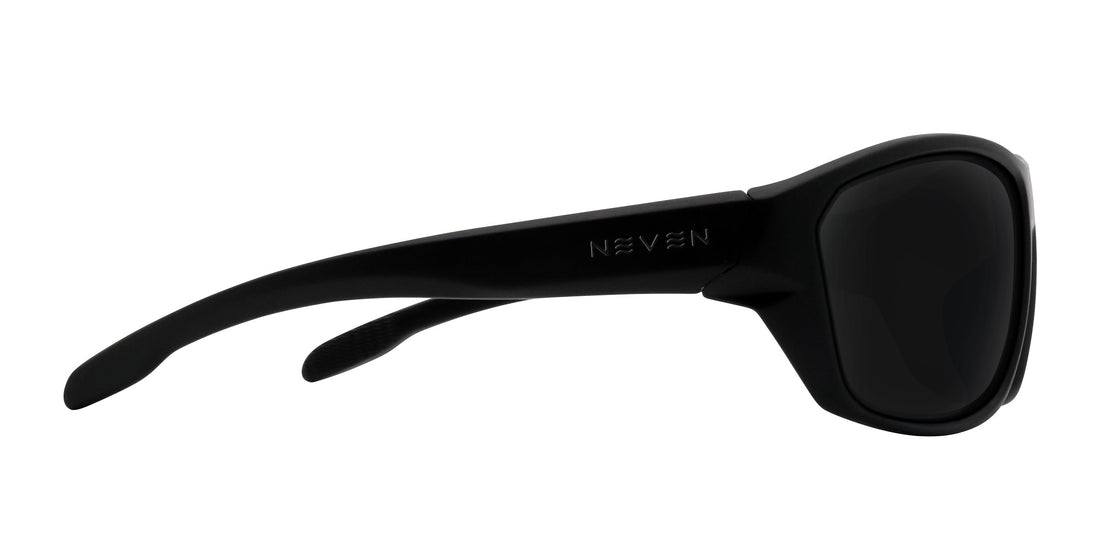 Raritan black wraparound polarized sunglasses from Neven Eyewear.