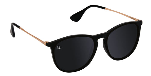 Goldie Lux Black round polarized sunglasses from Neven Eyewear.